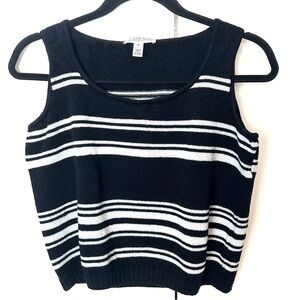 St. John Sport Vintage Stripe Wool Blend Tank Top Black & White